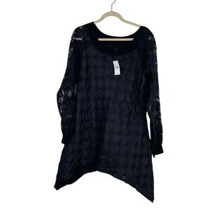 NEW Isabel Toledo Lane Bryant Floral Lace Gauzy‎ Top Whimsigoth  Witchy Size 16